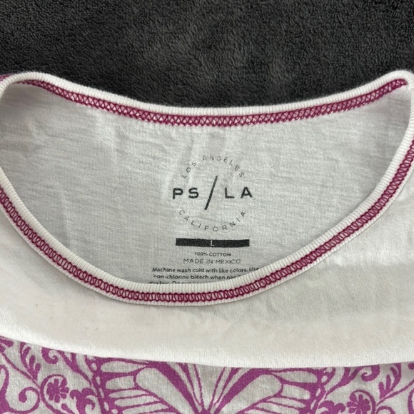 White Long Sleeve Top with Purple Butterfly Design - Picture 3 of 3